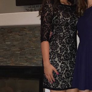 Scarlett gold and black lace dress